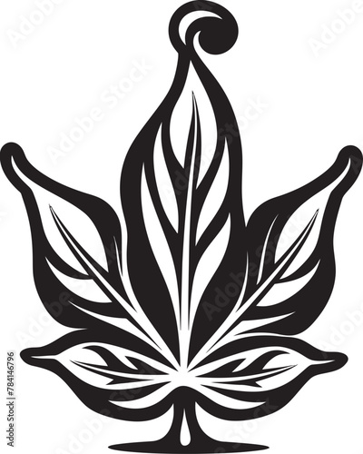 Ganja Genesis Vector Marijuana Leaf Icon Emblem Green Essence Marijuana Leaf Emblematic Icon