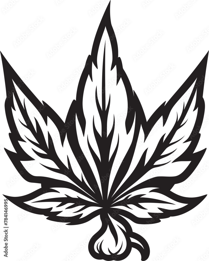 Tranquil Twist Cannabis Emblematic Icon Blissful Botanicals Leaf Vector Symbol