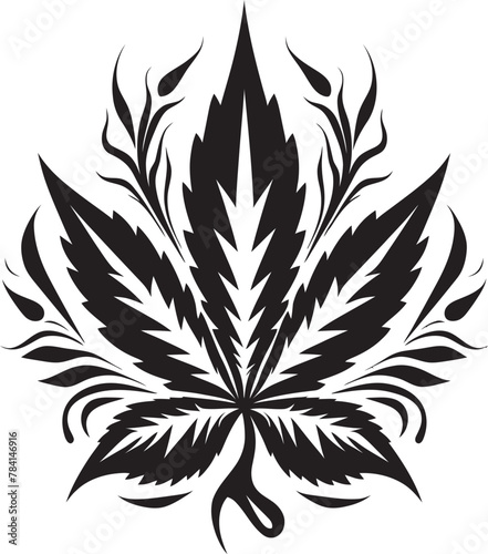 Evergreen Elixir Cannabis Emblematic Symbol Peaceful Potency Leaf Iconic Emblem