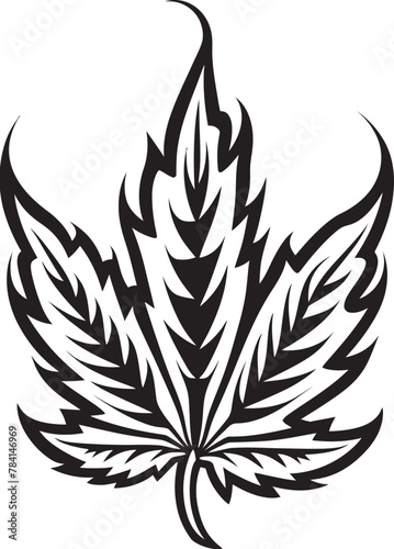 Peaceful Potency Leaf Vector Iconic Design Natures Nursery Marijuana Emblematic Symbol