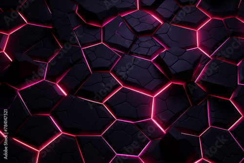 Hexagons pattern with neon action