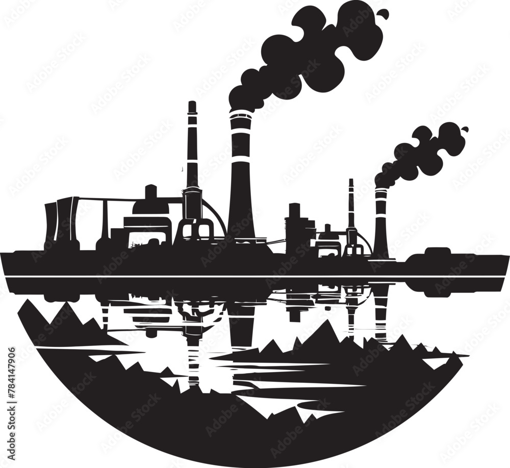 Contaminated Currents River Pollution Icon Murky Mist Vector Emblematic Design
