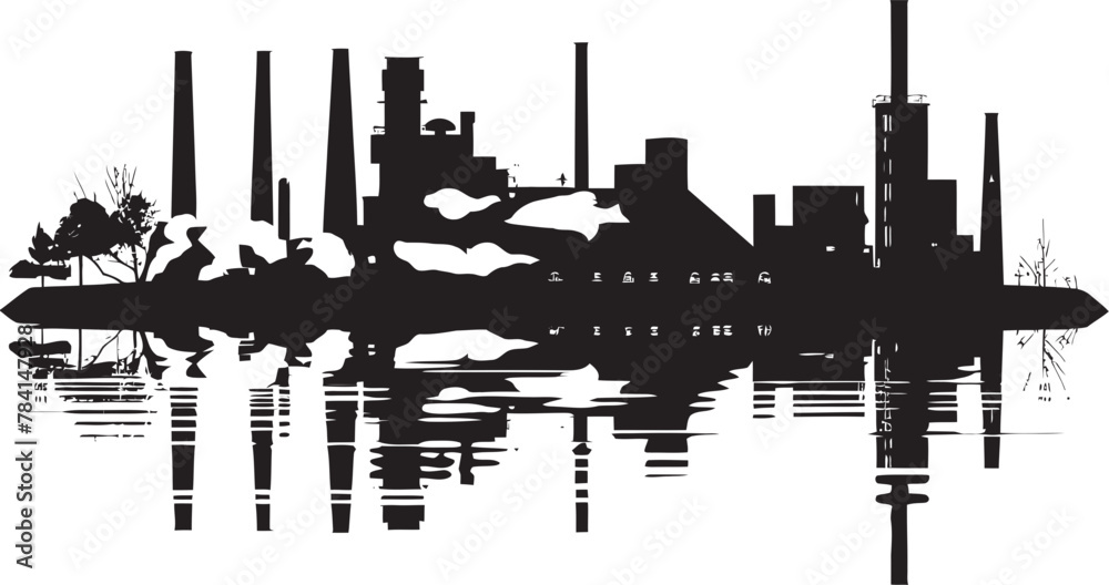 Obraz premium Contaminated Currents River Pollution Icon Murky Mist Vector Emblematic Design