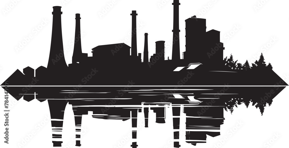 PollutedPlume Vector Logo Design MurkyMist River Water and Air Pollution Icon