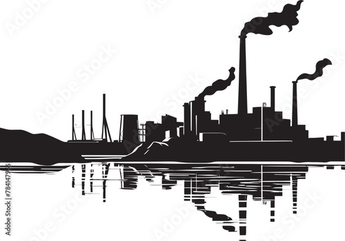 EcoFog Water and Air Pollution Vector Logo ToxicTorrent River Pollution Emblematic Icon