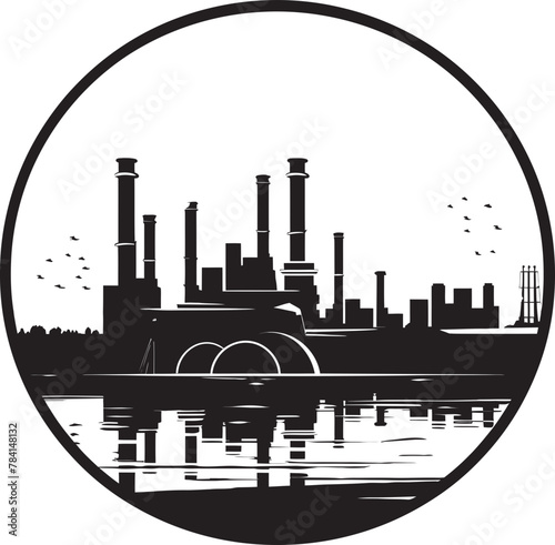 GrimyGush River Water and Air Pollution Symbol EcoErosion Pollution Vector Design