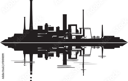 Contaminated Currents Logo Water and Air Pollution Emblem Murky Mist Emblem River Pollution Vector Icon