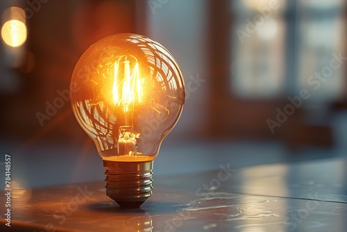Glowing Incandescent Lightbulb Symbolizing Innovation and Economic Growth
