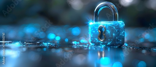 Futuristic Digital Lock Ensuring Cyber Safety. Concept Biometric Security, Cyber Protection, Advanced Encryption, Tech Innovation, Digital Defense © Ян Заболотний