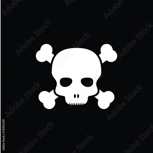 Pirate skull icon vector logo design template flat style