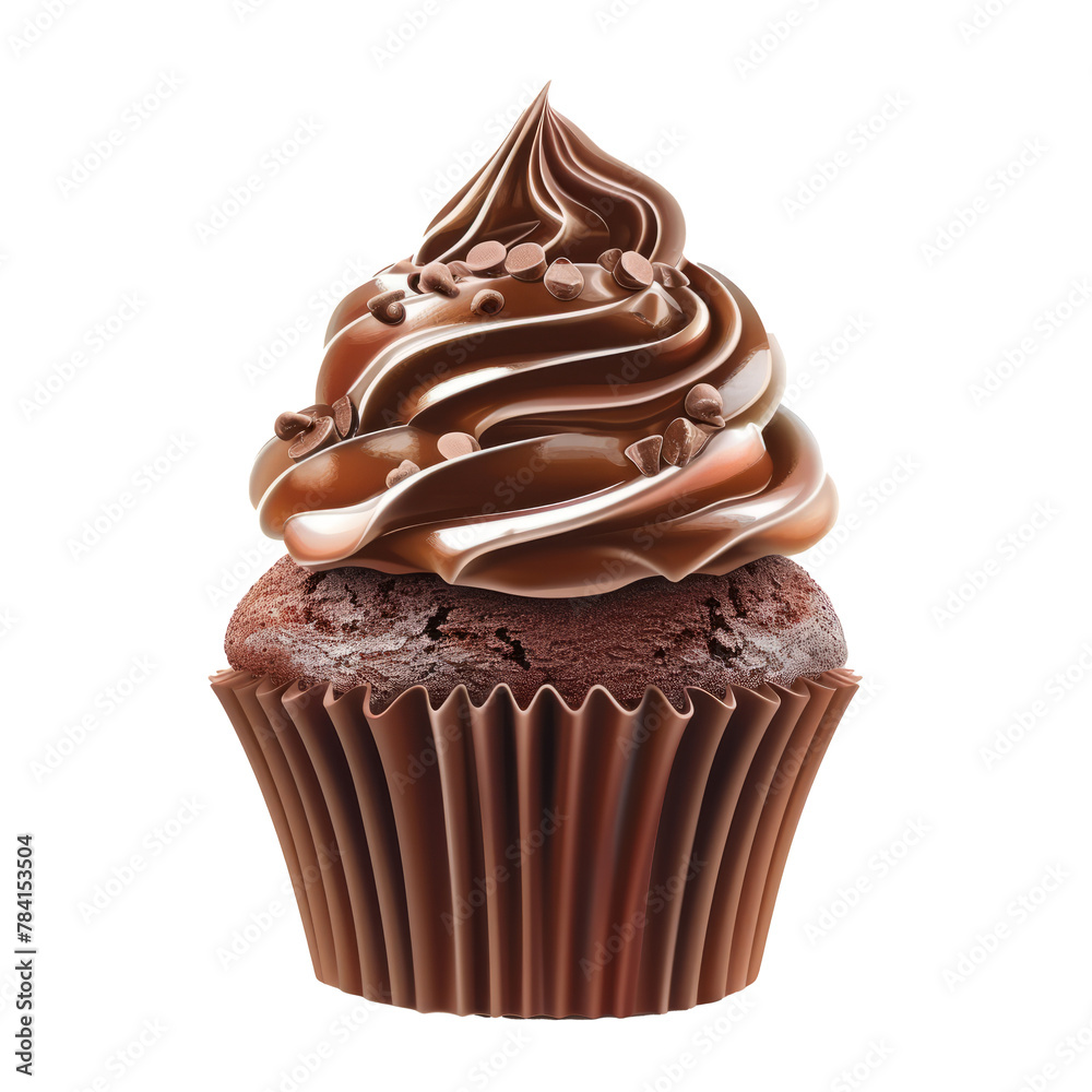 Chocolate cupcake on a white background