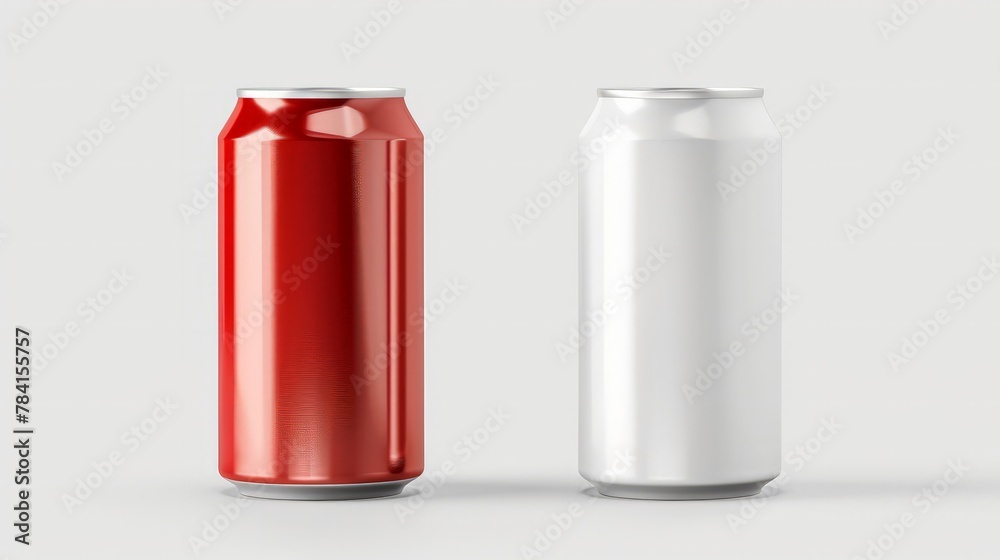 Blank coke can 330 ml on transparent and white background, white mockup ...