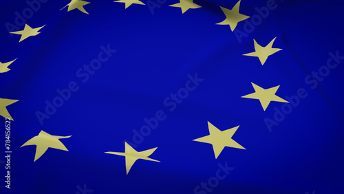 The Eu flag or European union flag 3d rendering.