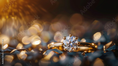 gold engagement ring with a diamond stone