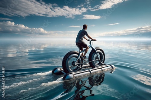 an amphibious bicycle designed to glide over water