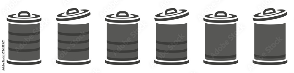 Trash can, bin, bucket, basket, dustbin, waste bin, trashcan, icon, symbol isolated on white. Trash can, bin, bucket, basket, dustbin, waste bin, trashcan, icon, symbol isolated on white.