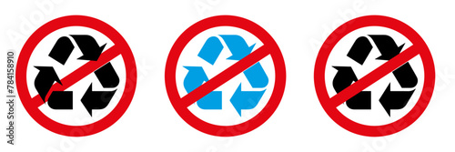 Don't recycle, symbol, icon, logo, warning, isolated on white.