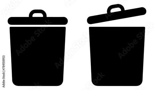 Trash can, bin, bucket, basket, dustbin, waste bin, trashcan, icon, symbol isolated on white. © Mh graphics