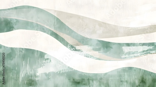 Abstract japandi design painting background art illustration - Mint green white beige texture, minimalist japanese scandinavian style