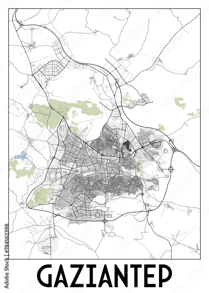 Fototapeta premium Poster map art of Gaziantep Turkey