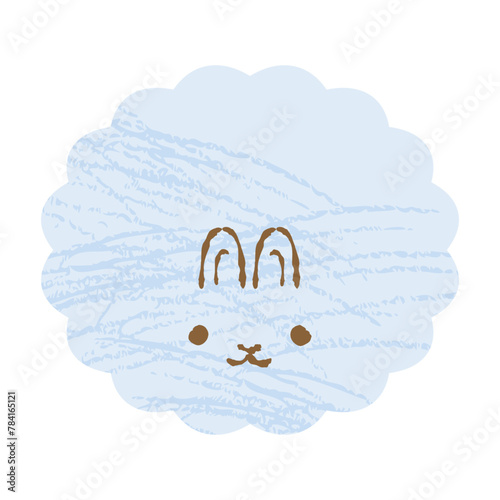 色鉛筆タッチのシンプルでかわいいモコモコのうさぎ（正面）