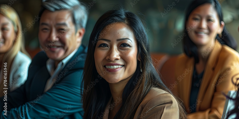 happy multiethnic businesswoman smiling, generative AI happy multiethnic businesswoman smiling, generative AI