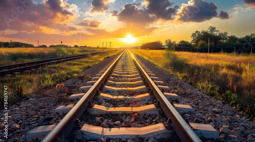 railway track in the sunset 