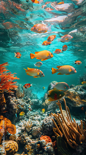 Illustration of a caribbean coral reef