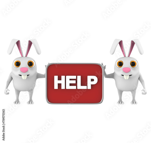 3d character , rabbit help text
