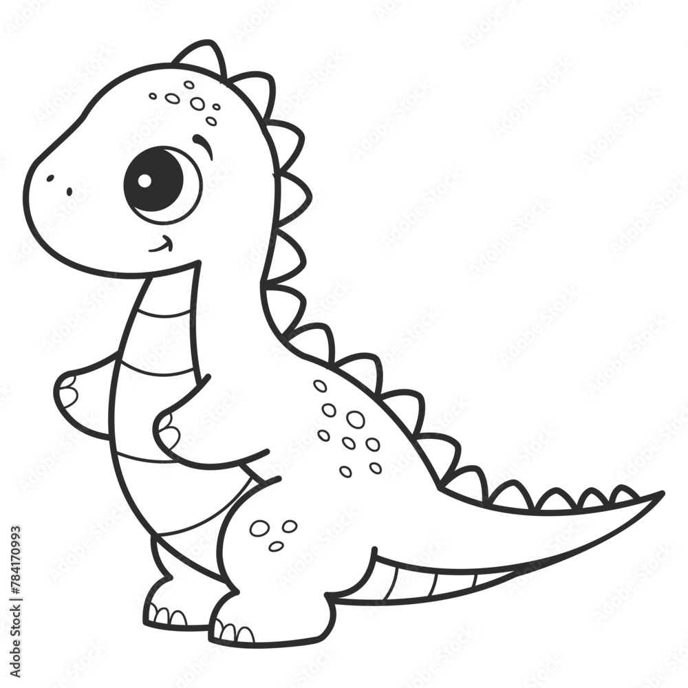 Obraz premium Coloring page with a picture of a cute dinosaur. Coloring book for children and adults
