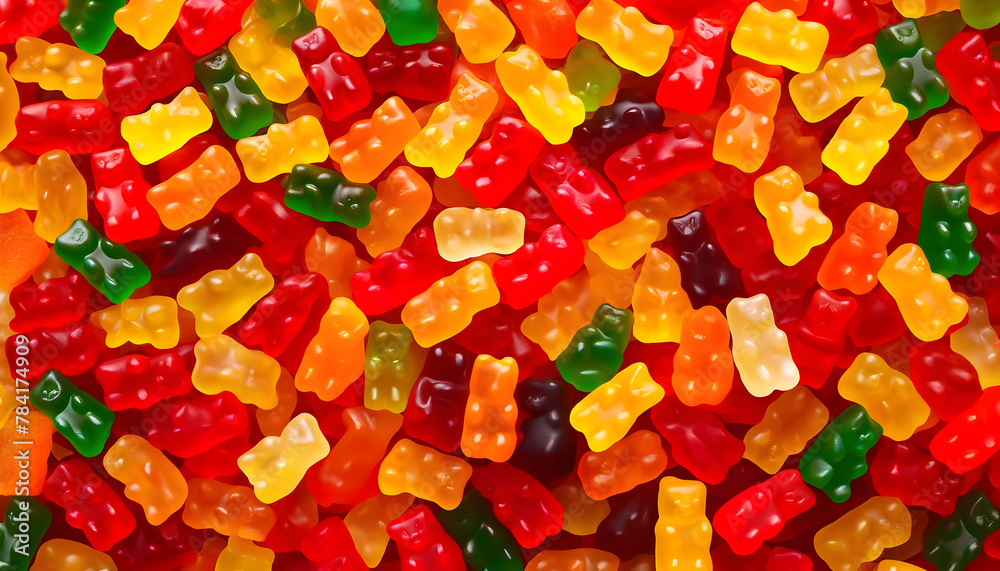 Colorful Assorted Gummy Bears Background
