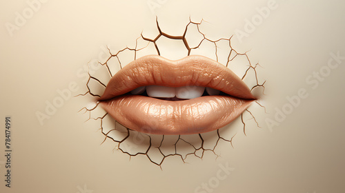 Parched lips dry icon 3d photo