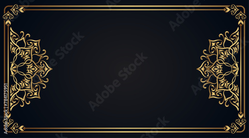 black luxury background  with gold mandala ornaments