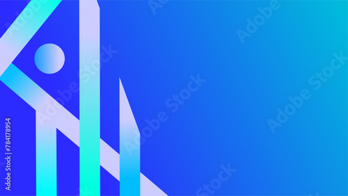 Blue green light gradient background with rigid abstract geometric shapes