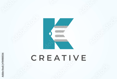 Letter K Pencil logo design, letter K and pencil icon combination, vector illustration