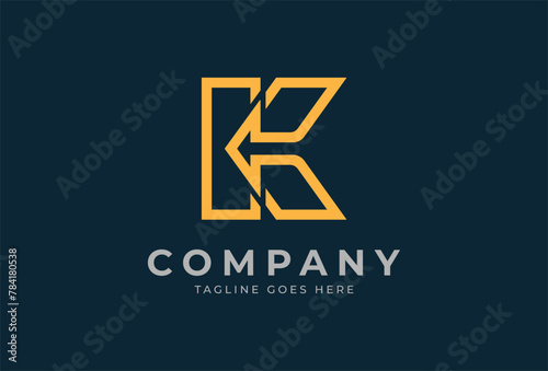 Initial K Logo. letter K with with arrow inside, Usable for Business and logistic Logos, Flat Vector Logo Design Template, vector illustration