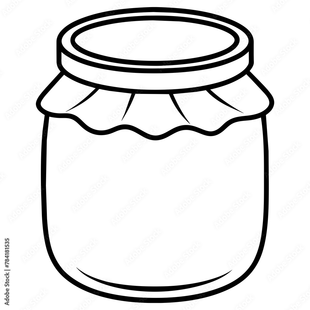 vector illustration jar of jam. Line art kid's coloring page vector illustration jar of jam. Line art kid's coloring page