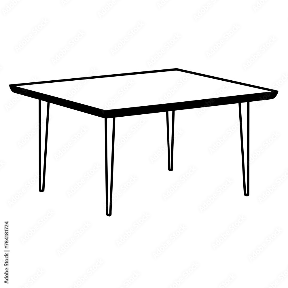 wooden table isolated on white. Line art kid's coloring page wooden table isolated on white. Line art kid's coloring page