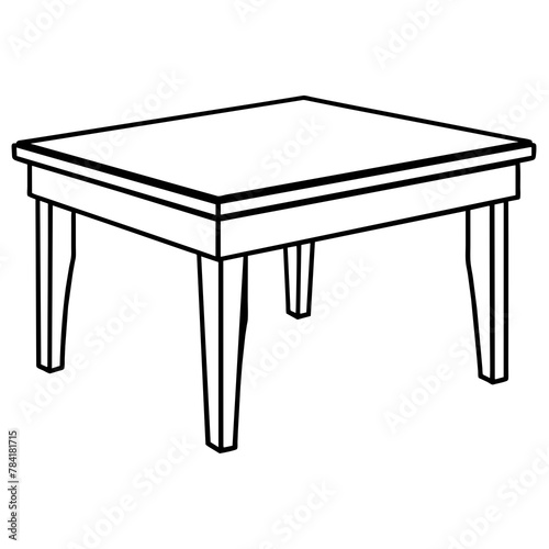 wooden table isolated on white. Line art kid's coloring page