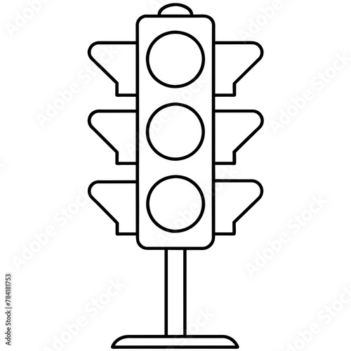 traffic light on white background. Line art kid's coloring page