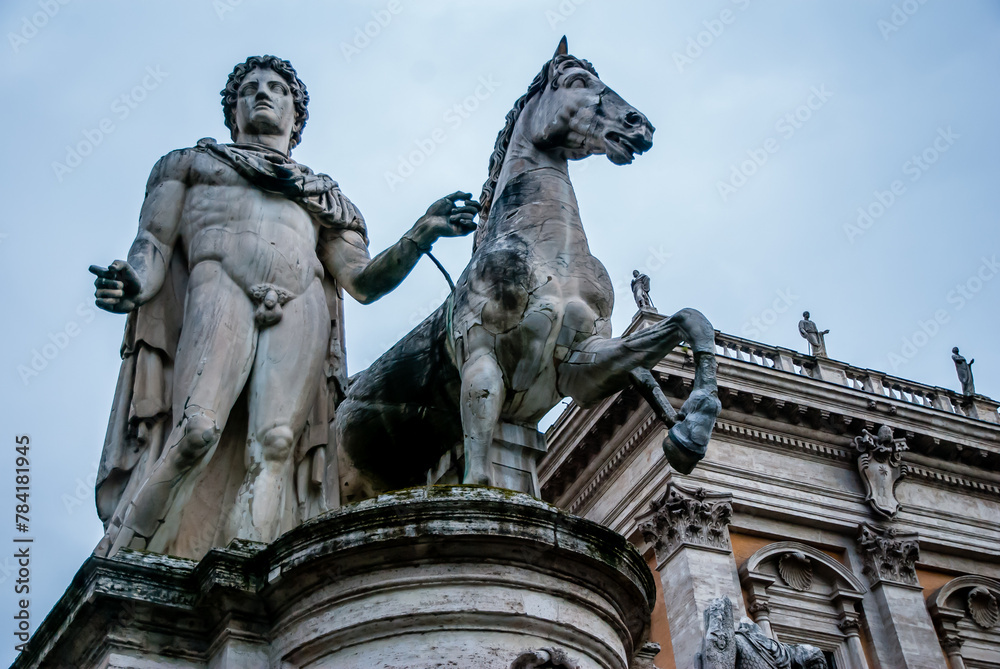 Roma, Italy - May 2 2013: The statue at Campidoglio in Roma Roma, Italy - May 2 2013: The statue at Campidoglio in Roma