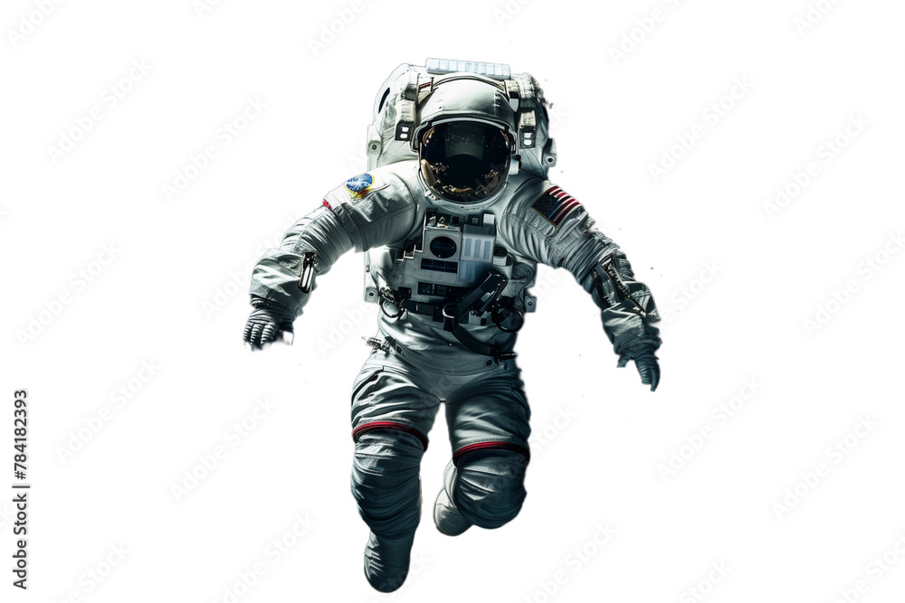 Astronaut floating in space on transparent background png file