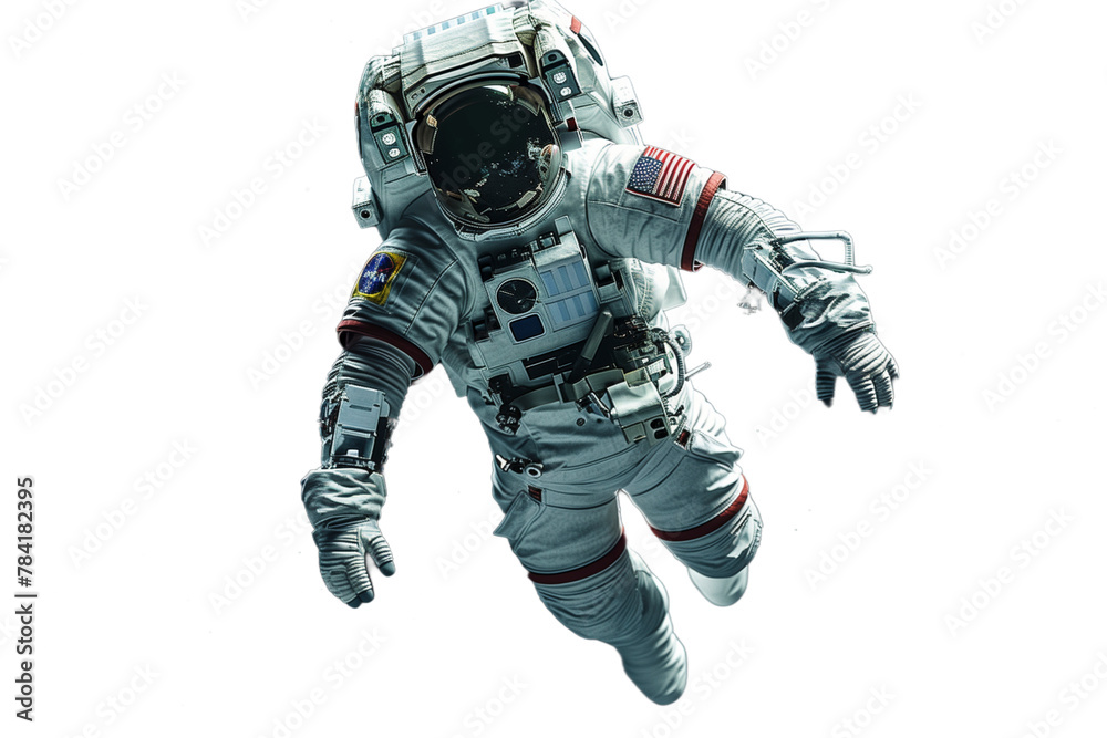 Astronaut floating in space on transparent background png file