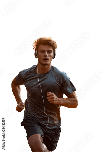 Teenage runners are jogging on a transparent background.