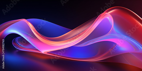 Neon waves background, Abstract neon background with unfocussed glowing curvy lines, 3d abstract iridescent wavy background,  Generative AI