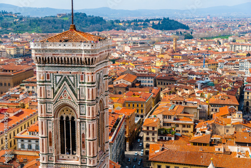 Florence, Italy - May 15 2013: The panorama view of Florence from the top of the Cathedral of Santa Maria del Fiore photo