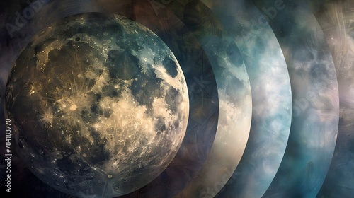 Mystical Moon Phases Cosmic Energy Abstract Space Art photo