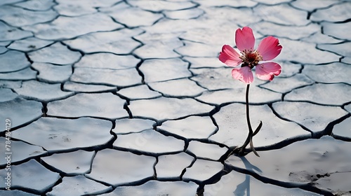 Solitary Flower Cracked Dry Earth Resilience Beauty Contrast Survival Nature