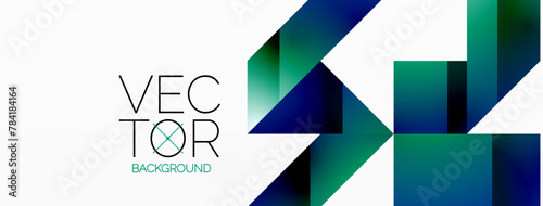 a blue and green geometric background with the words vec tor written on it . High quality