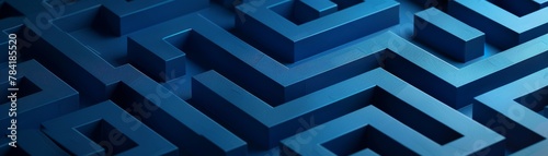 A blue maze with squares and triangles